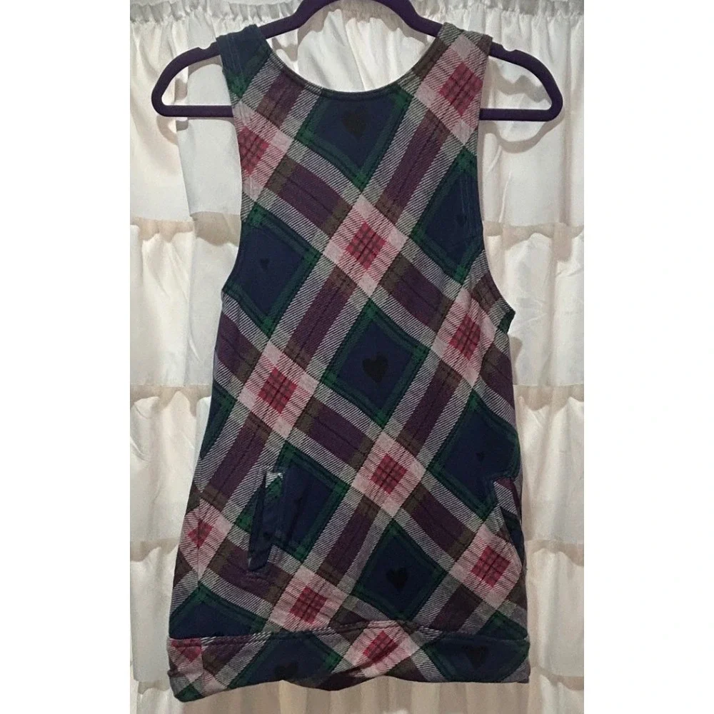 Free People Carven Plaid Mini Dress XS Hearts Pockets Preppy Academia Schoolgirl